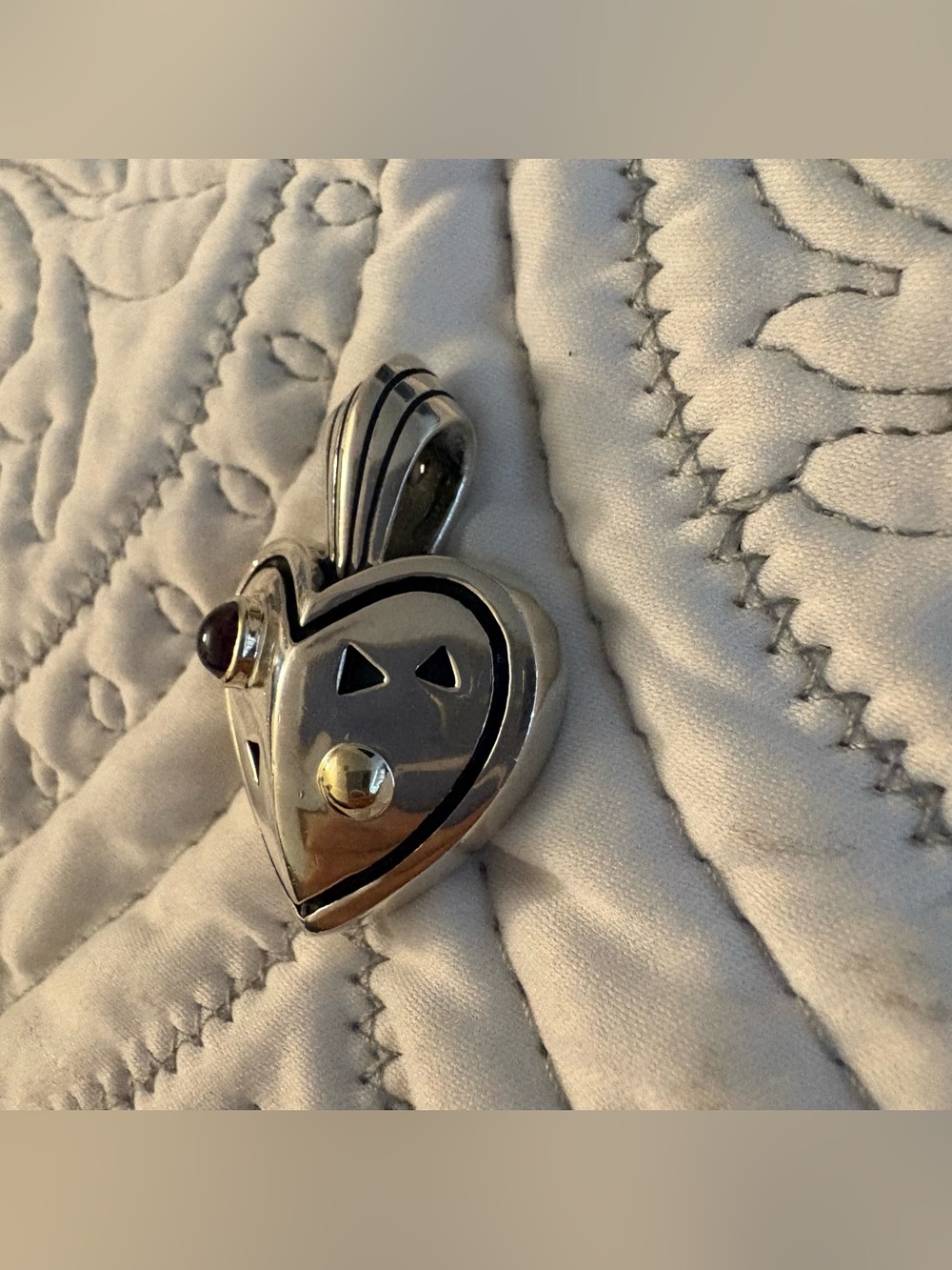 John Atencio 925 Sterling Silver and 18K Heart Pendant with Amethyst - Picture 3 of 11